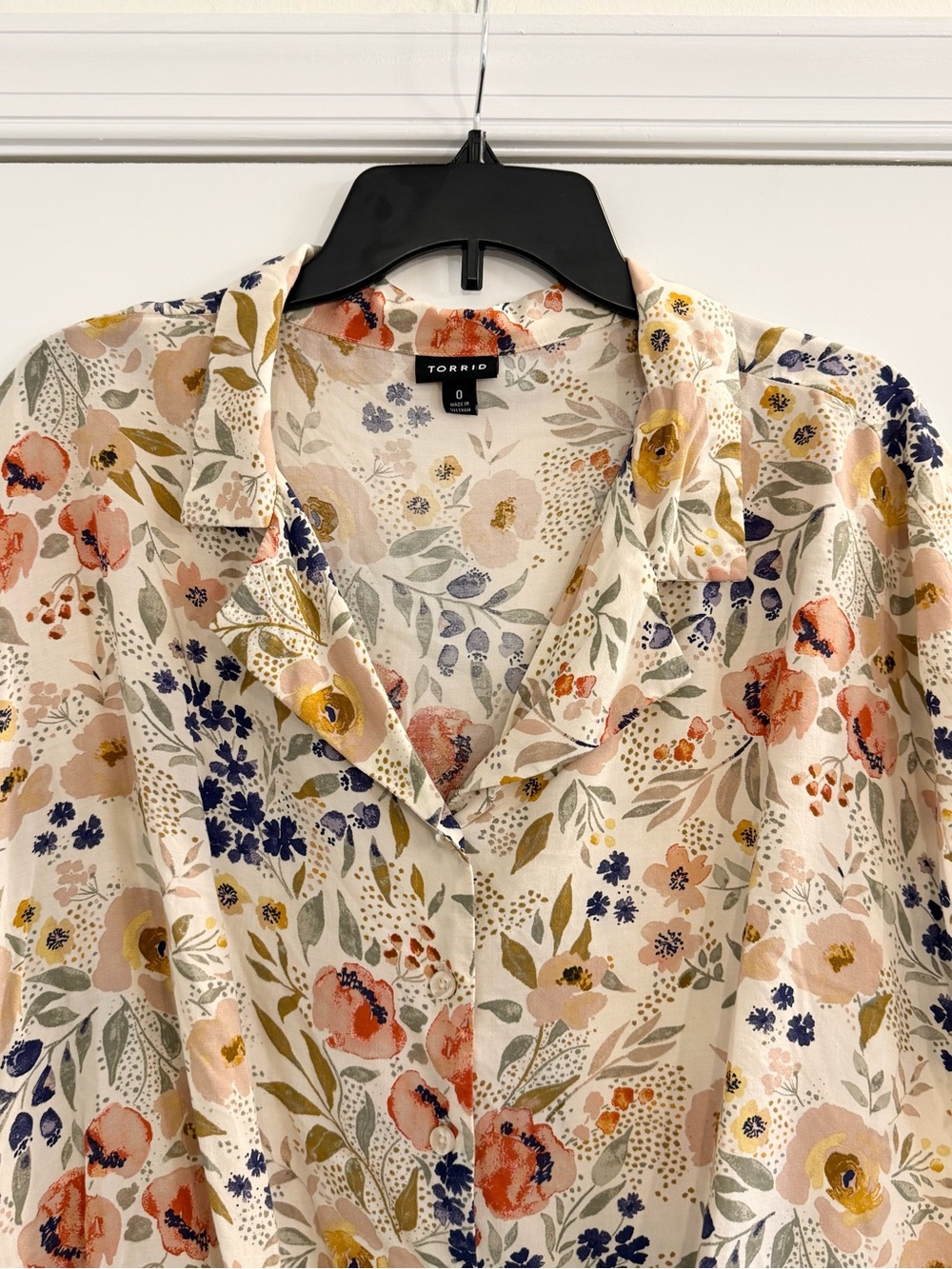 Torrid Floral Button Front Tie Blouse Size 0 (L) Boho Cottagecore - Picture 3 of 8